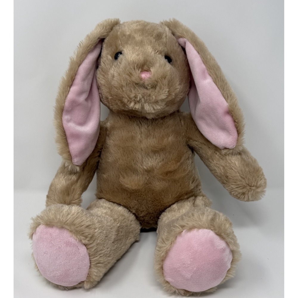Build-A-Bear Pawlette Tan Bunny Rabbit Pink Ears Paws Plush Stuffed Animal BAB